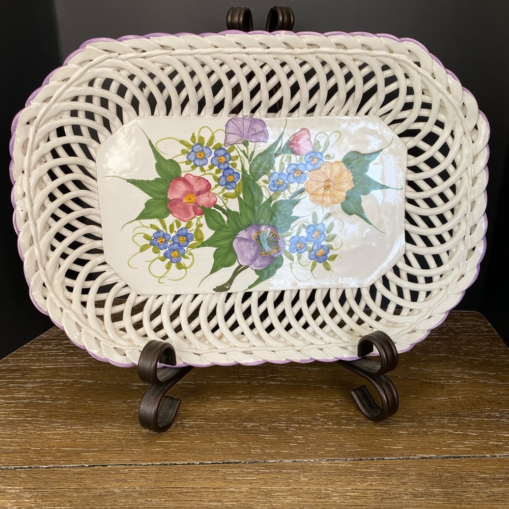 Vintage Filcer Reticulated Floral Serving Tray